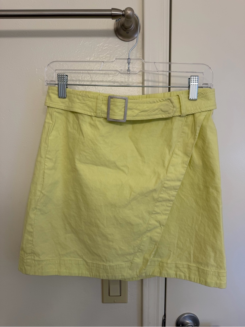 Maeve By Anthropologie Pale Yellow Belted Wrap Mini Skirt Size 6